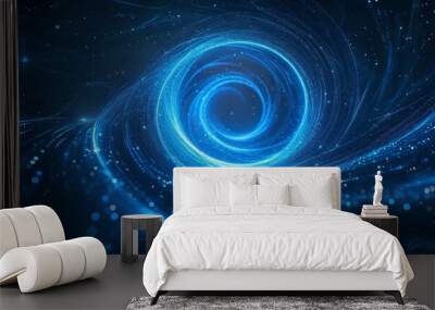 Futuristic Blue Cosmic Swirl Vortex in Space Wall mural