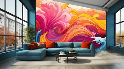 Abstract Flowing Waves in a Spectrum of Colors Wall mural