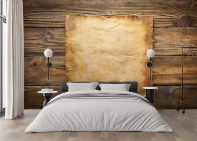 Vintage blank antique paper with grunge texture on weathered wooden surface Wall mural