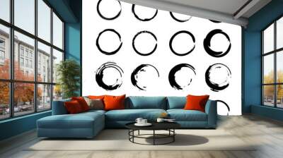 Black circle on white background. Hand drawn round design element. Vector illustration. Wall mural