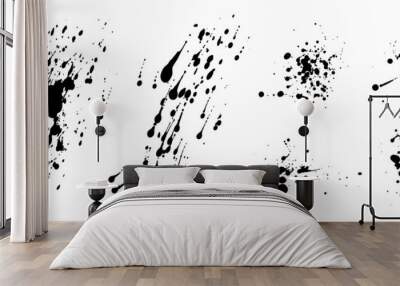 Black ink blots, watercolor splatters. Liquid messy forms, stains. Dirty design elements. Wall mural