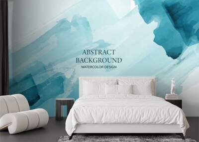 Blue watercolor background. Hand painted brush strokes. Creative art backdrop with place for text. Wall mural