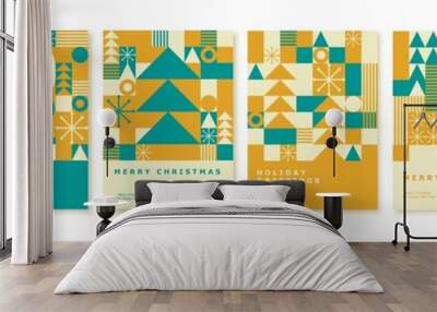 Happy 2022 New Year abstract geometric card design. Merry Christmas invitation, poster, greeting card. Wall mural