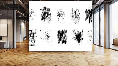 Set of artistic black grunge backgrounds. Vector texture. Dirty artistic design element. Brush stroke, splatter. Wall mural