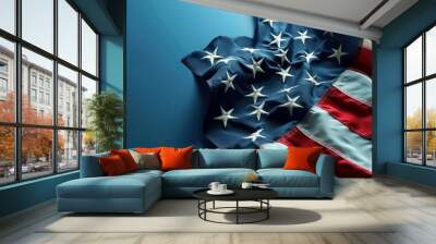  a close up of an american flag on a blue background with space for a text or an image to put on a t - shirt. Wall mural