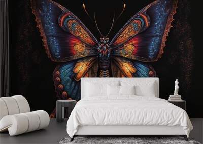  a colorful butterfly with intricate details on its wings and wings. generative ai Wall mural