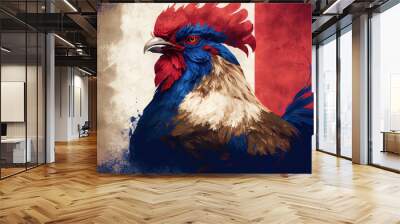  a rooster with a red. Generative AI Wall mural