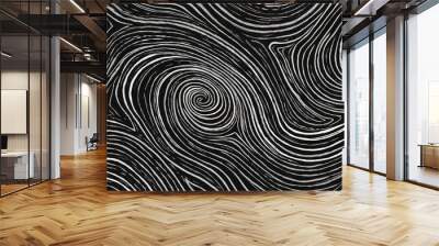  an abstract black and white background with swirls and lines in the center of the image and a black background with white swirls and lines in the middle of the image.  generative ai Wall mural