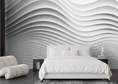  an abstract white background with wavy lines and curves in the center of the image, with a white background with a white background and a black border.  generative ai Wall mural