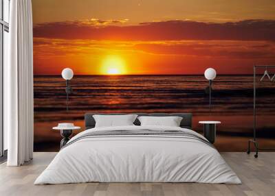 Background of colorful sky concept: Dramatic sunset with twilight color sky and clouds. Wall mural