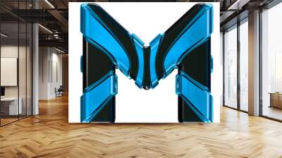 Black symbol with blue vertical straps. letter m Wall mural