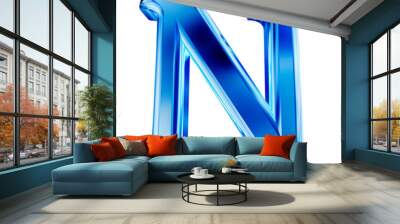 Blue symbol with bevel. letter n Wall mural