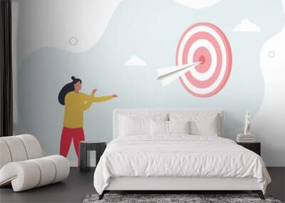 Business goal or target, challenge or improvement to achieve success,flat design with people. Wall mural