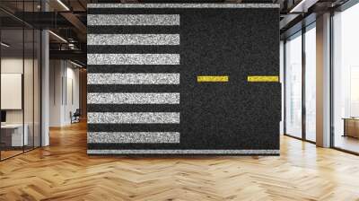 Crosswalk top view on asphalt vector illustration. Safety driving and movement  Wall mural