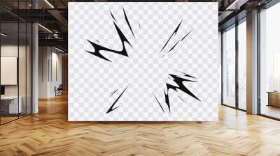 Explosion effect followed by a flash in the form of movement, mango style Vector moving flash graphic, comic force explosions or energy shaped graphic designs. Wall mural