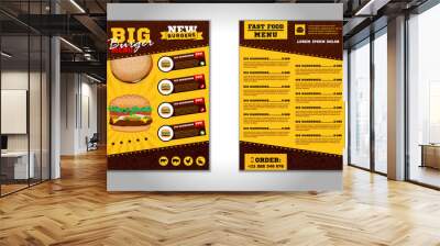 Fast food flyer design vector template in A4 size. Brochure and Layout Design. food concept. Wall mural