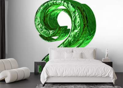 Fluted green symbol. right side view. number 2 Wall mural