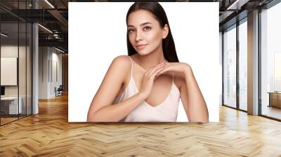 Portrait beautiful young woman with clean fresh skin. Model with healthy skin, close up portrait. Cosmetology, beauty and spa Wall mural