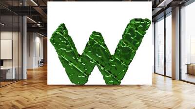 Green symbol made from rough diagonal blocks. view from above. letter w Wall mural