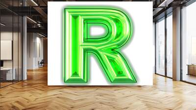 Green symbol with glow. letter r Wall mural