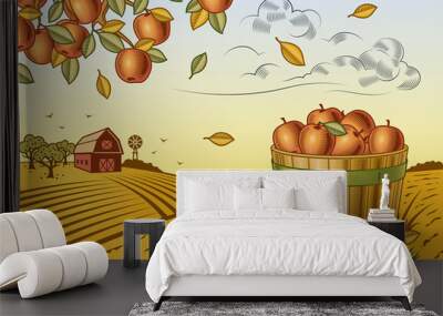 Apple harvest landscape Wall mural