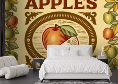 retro apples poster Wall mural