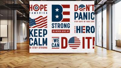 USA Patriotic Motivation Typography And Logos Set. EPS10 vector illustration with transparency. Wall mural