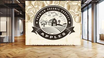 Vintage apple harvest label Wall mural