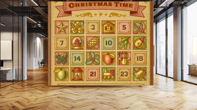 Vintage Christmas Advent Calendar Wall mural