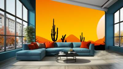 Mexico desert sunset. The stony desert Wall mural