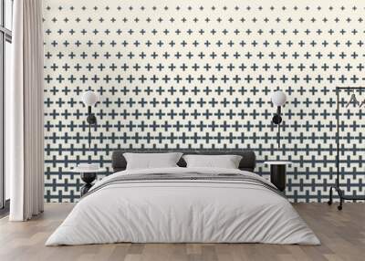 Monochrome halftone vector gradient with crosses texture. Vector illustration background Wall mural