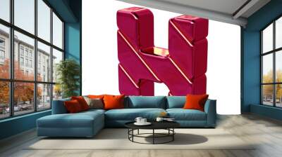 Pink diagonal block symbol view from the left. letter h Wall mural