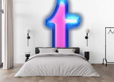 Pink symbol glowing around the edges. letter t Wall mural