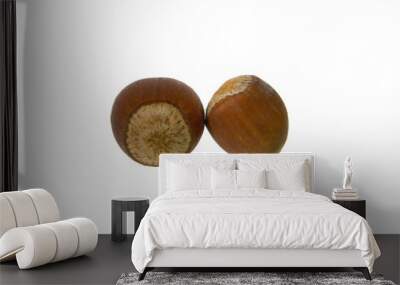 ripe walnut isolated on white background Wall mural