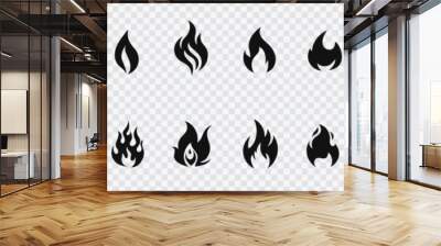 Set of fire flame vector icons. Collection of fire and flame icons. Bonfire icons, flaming elements. Wall mural