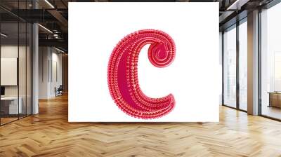 Small spheres on the pink symbol. letter c Wall mural