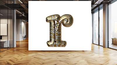 Symbol made of gold and silver like the scales of a snake. letter r Wall mural