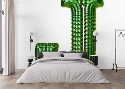 Symbol made of green spheres. letter j Wall mural