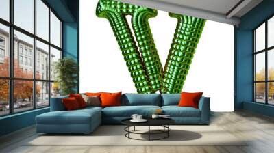 Symbol made of green spheres. letter v Wall mural