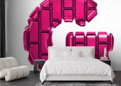 Symbol made of pink vertical bricks. letter g Wall mural