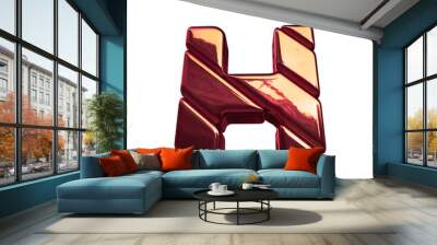 Symbol made of red diagonal blocks. letter h Wall mural