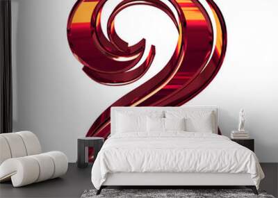 Symbol made of red. number 2 Wall mural