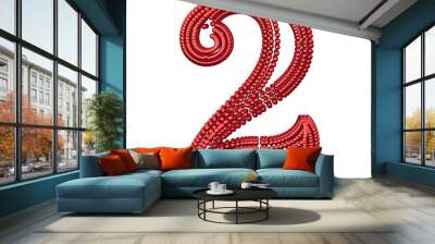 Symbol of small red spheres. number 2 Wall mural