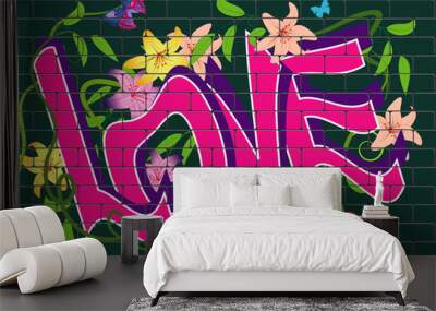 vector illustration with graffiti Wall mural