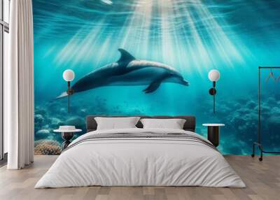 Underwater Grace: The Dolphin Wall mural