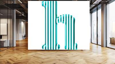 White 3d symbol with turquoise vertical ultra thin straps. letter h Wall mural