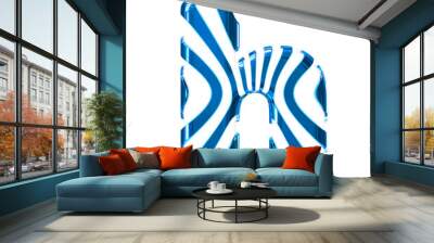 White symbol with blue thin vertical straps. letter h Wall mural