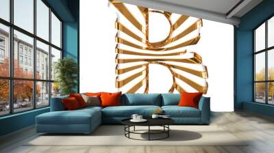 White symbol with gold straps. letter b Wall mural