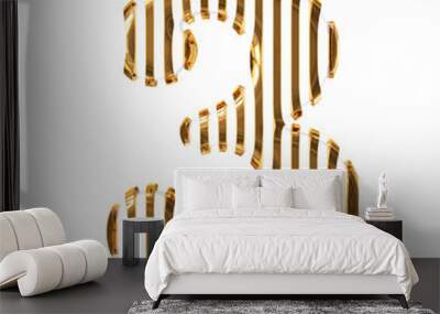 White symbol with gold vertical ultra thin straps. number 3 Wall mural