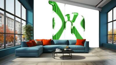 White symbol with green thick straps. letter h Wall mural